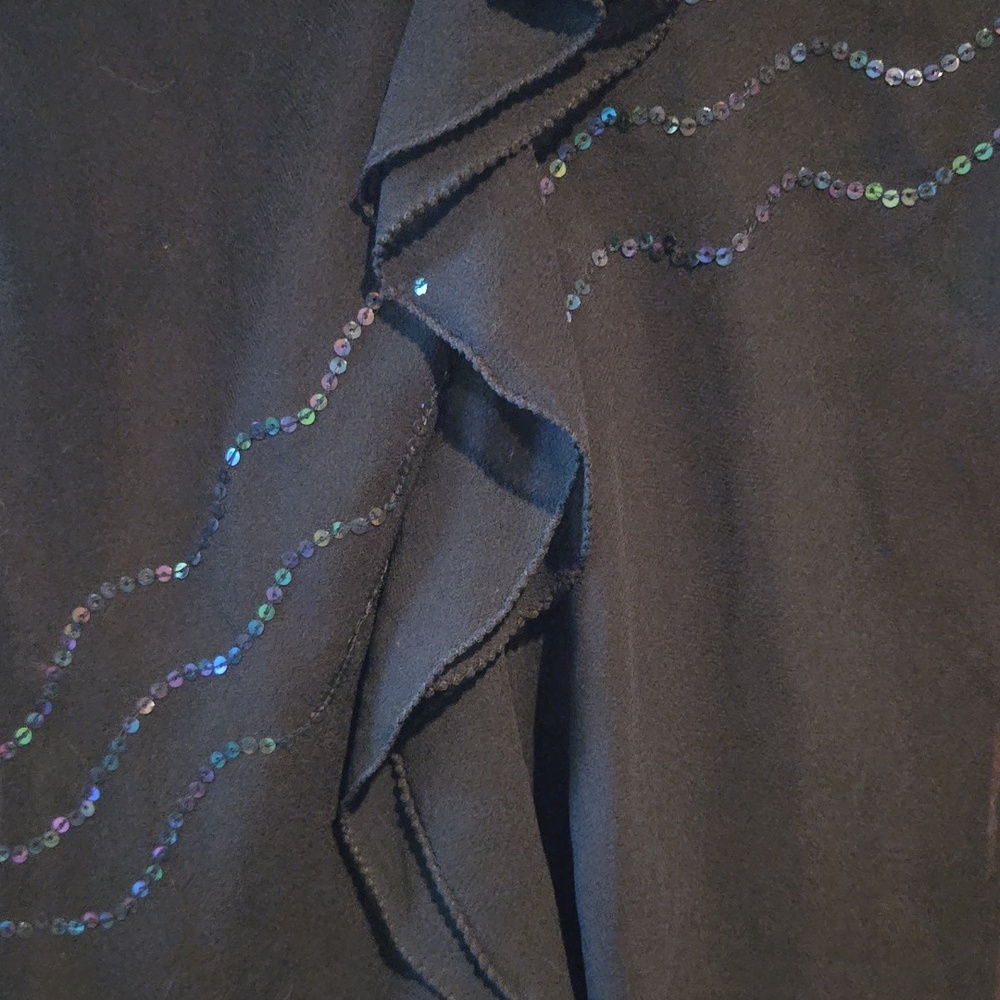 Black Ruffled Sequin-Detail Women's Top - Picture 6 of 7